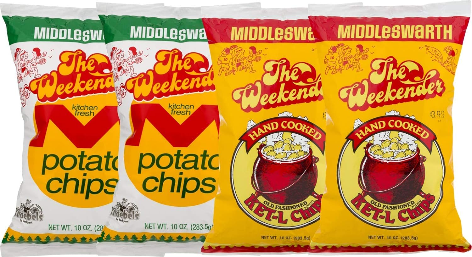 Middleswarth Weekender Kitchen Fresh Original & Ket'l Original Potato Chips Variety 4 Pack- 9 oz. Bags