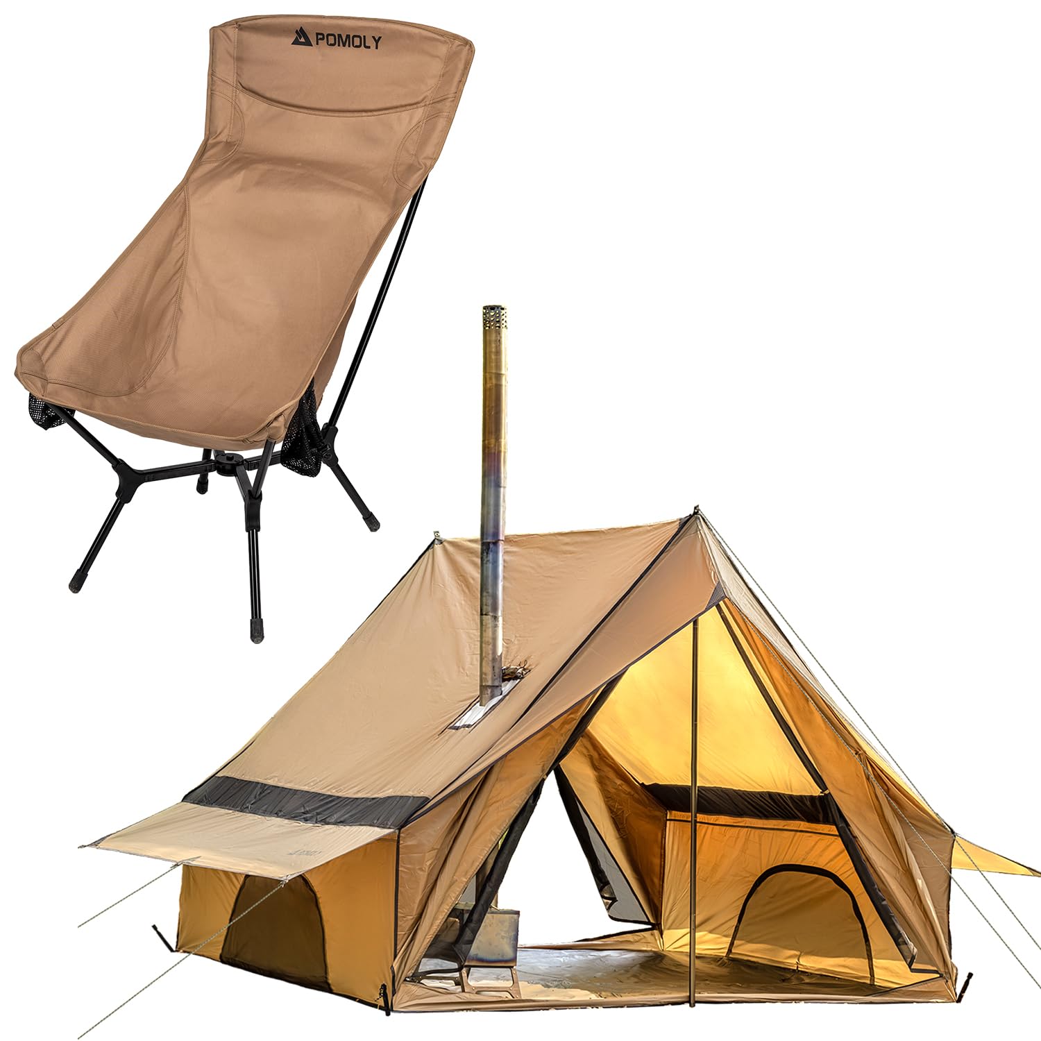 POMOLY CHALET 70 ロッジ型テント Amazon.com : POMOLY Chalet 70 Max Camping Hot Tent Cabin Tent and