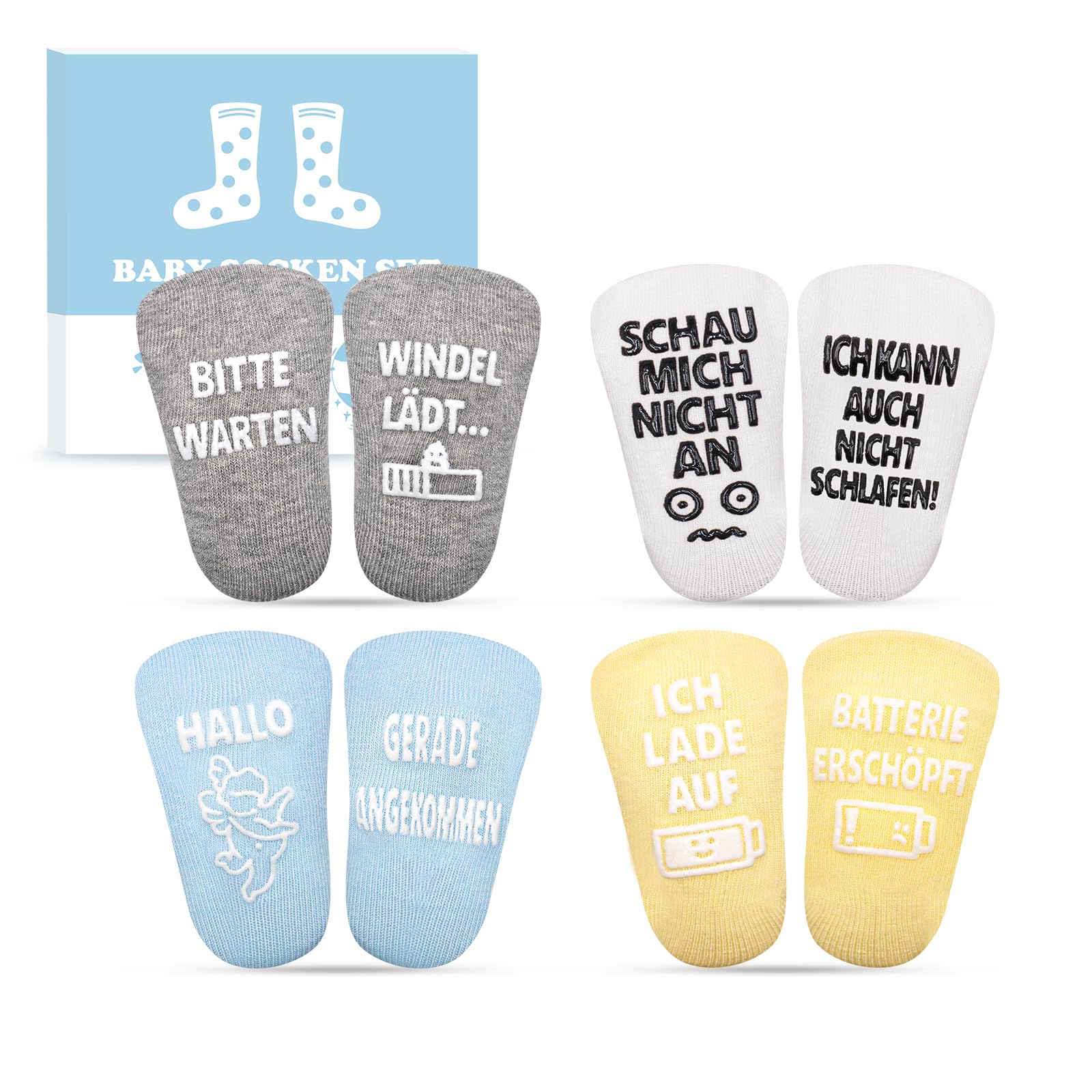 4 Paare Baby Socken 0-12 Monate, Babygeschenke zur Geburt Junge Mädchen, Baby Geschenk Junge Mädchen, Neugeborenen Geschenk, Babyparty Geschenk, Personalisierte Geschenke Babysocken