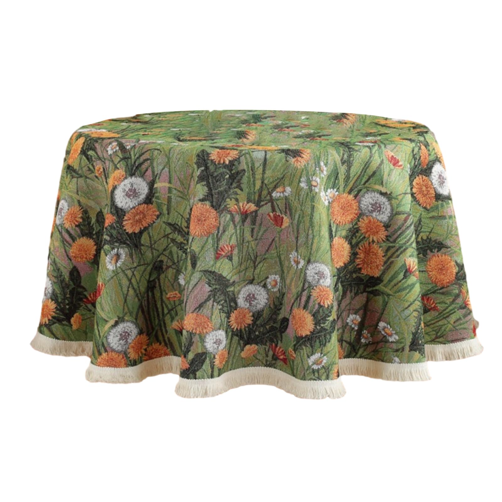 Tsophreniq Round Textured Tablecloth Washable Table Cover Soft Cloth Stain Resistant, Perfect for Kitchen, Dinner, Picnic Cloth Cover with Pattern