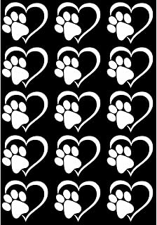 Heart Dog Cat Paw Print White Fused Glass Decals