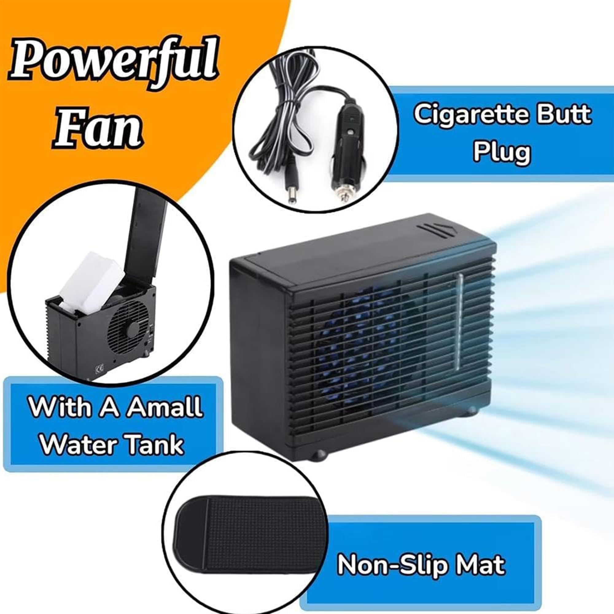 Mini condizionatore d'Aria Portatile da 12 V per Auto, Ventilatore evaporativo per la casa, Sistema di climatizzazione Universale per Veicoli, Camion, Camper e viaggiatori.