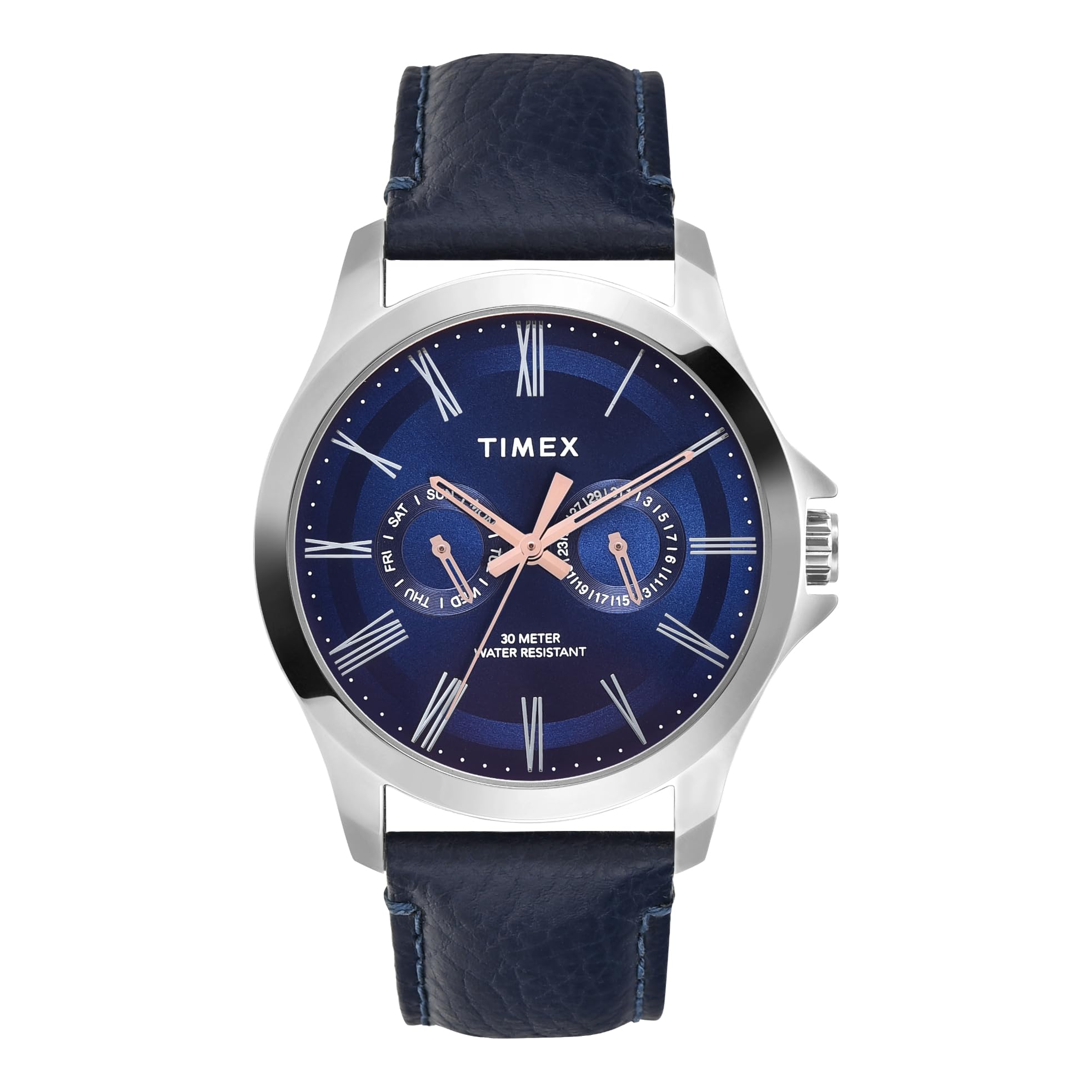 TIMEX Men Leather Blue Round Analog Dial Watch- Tw000X132, Band Color-Blue (B0CQRMSVQ7) Amazon Price History, Amazon Price Tracker