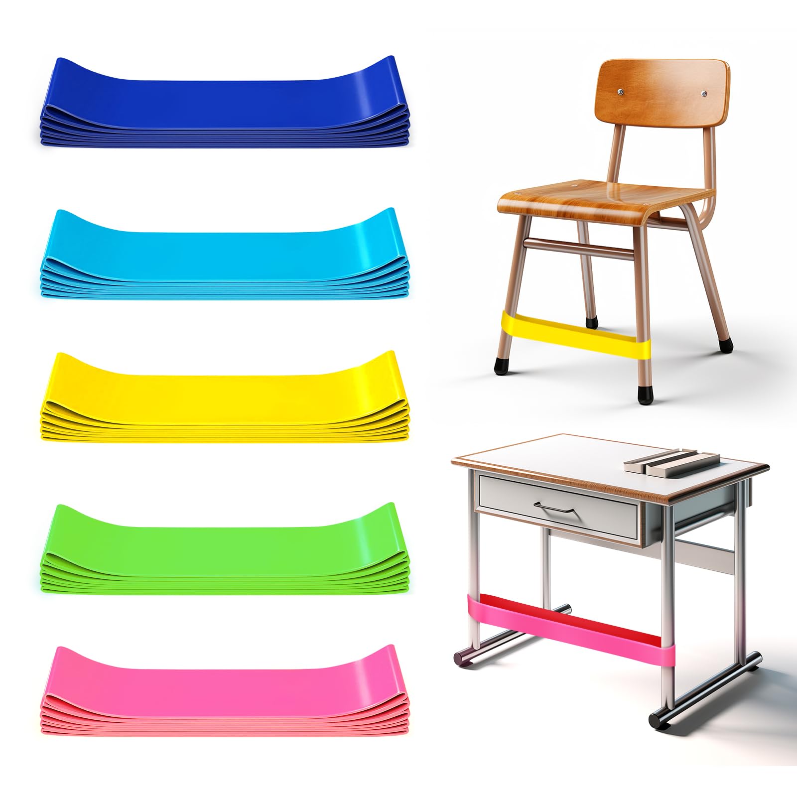 WNSIRVY 25 Pack Chair Bands for Kids with Fidgety Feet, ADHD Tools for Kids, Improve Focus & Reduce Restlessness, Chair Bands for Sensory ADHD ADD Autism - Classroom & Home Must Haves (Multicolor)