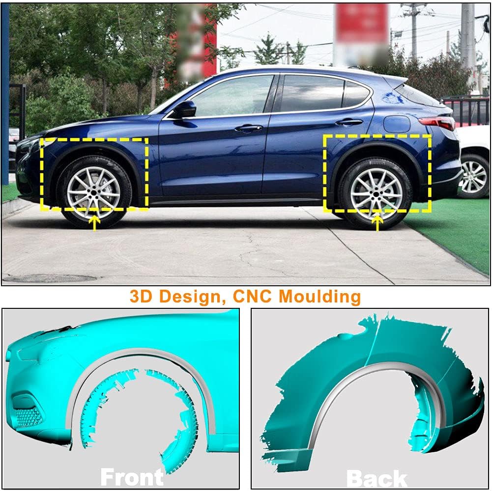 MCARCAR KIT Real Carbon Fiber Wheel Arch Flares Fit for Alfa Romeo Stelvio 2017-2019 Pair Carbon Fiber Car Wheel Eyebrow Arch Trim Lips Fender Flares Protector