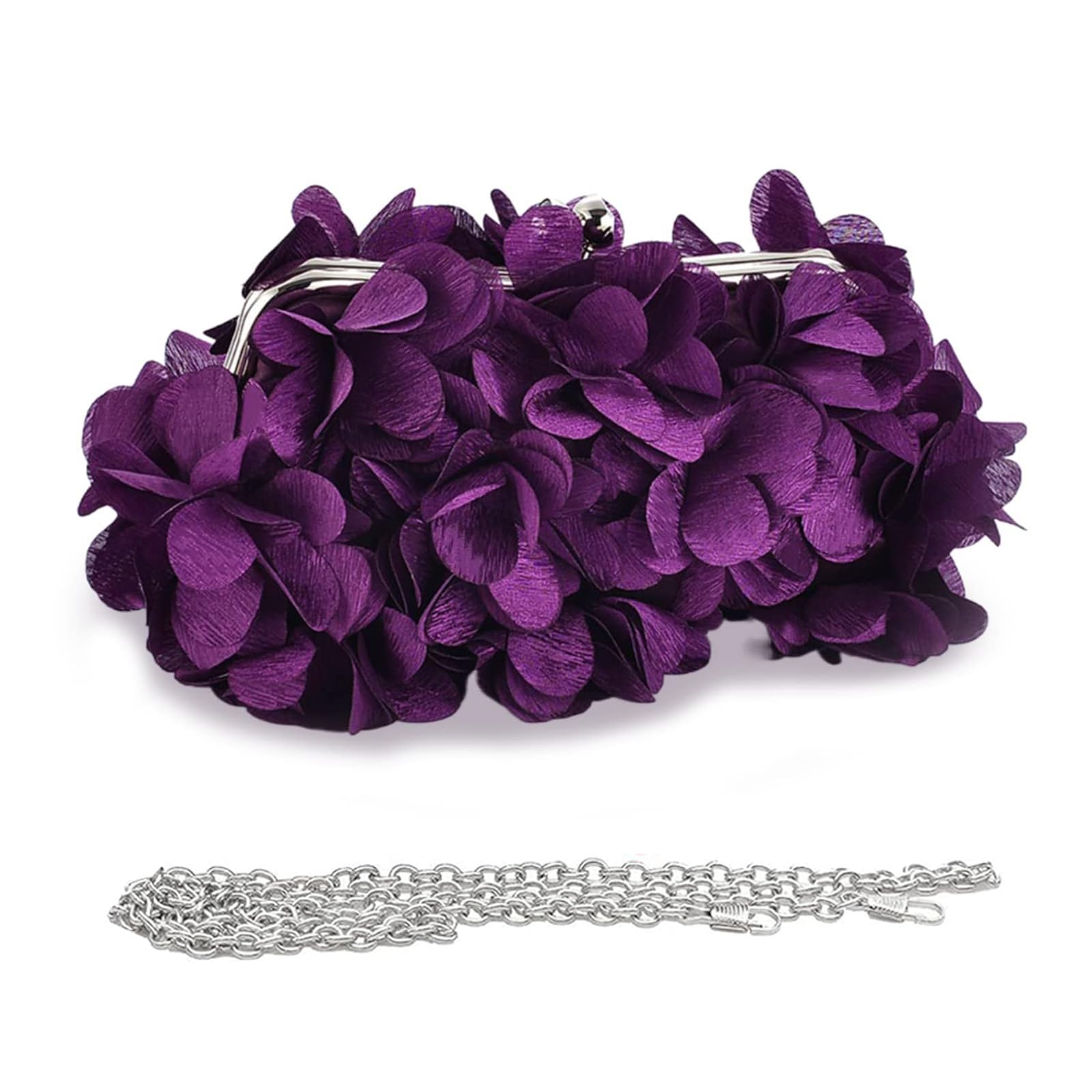 JAMBHALAWomen Elegant Evening Purse, Small Floral Clutch Bag with Detachable Chain for Wedding, Party, Prom