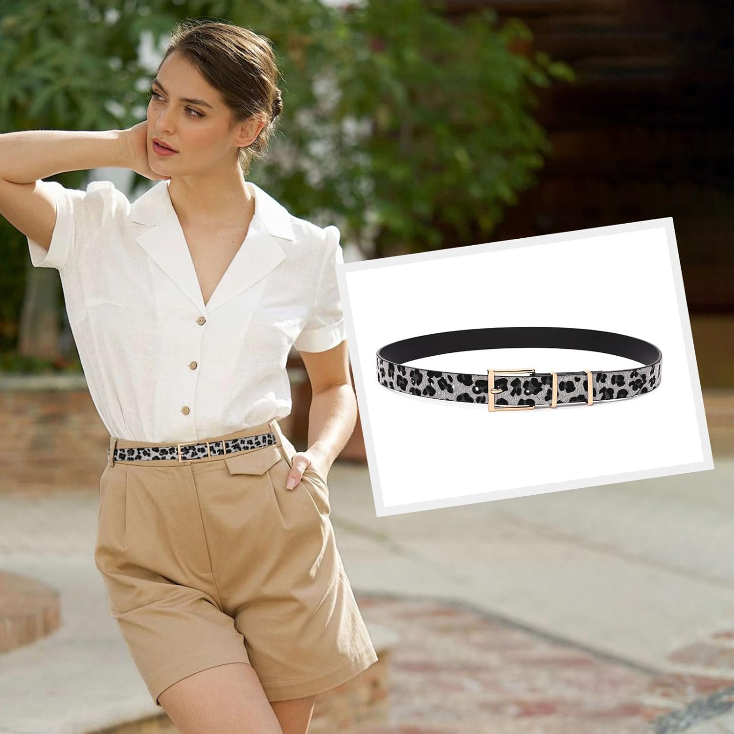 Leather Belt for Women Casual Waist Belt Ladies with Gold Buckle for Jeans Pants Dresses - Image 2