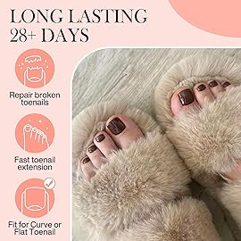 Luckyfairy 504pcs Toe Nail Press Ons: Squavol Toe Nail Tips Full Cover Fake Toenail, 15 Sizes Square Round Oval Press on Toenails for Women Big Wide Nail Extensions Home DIY Salon