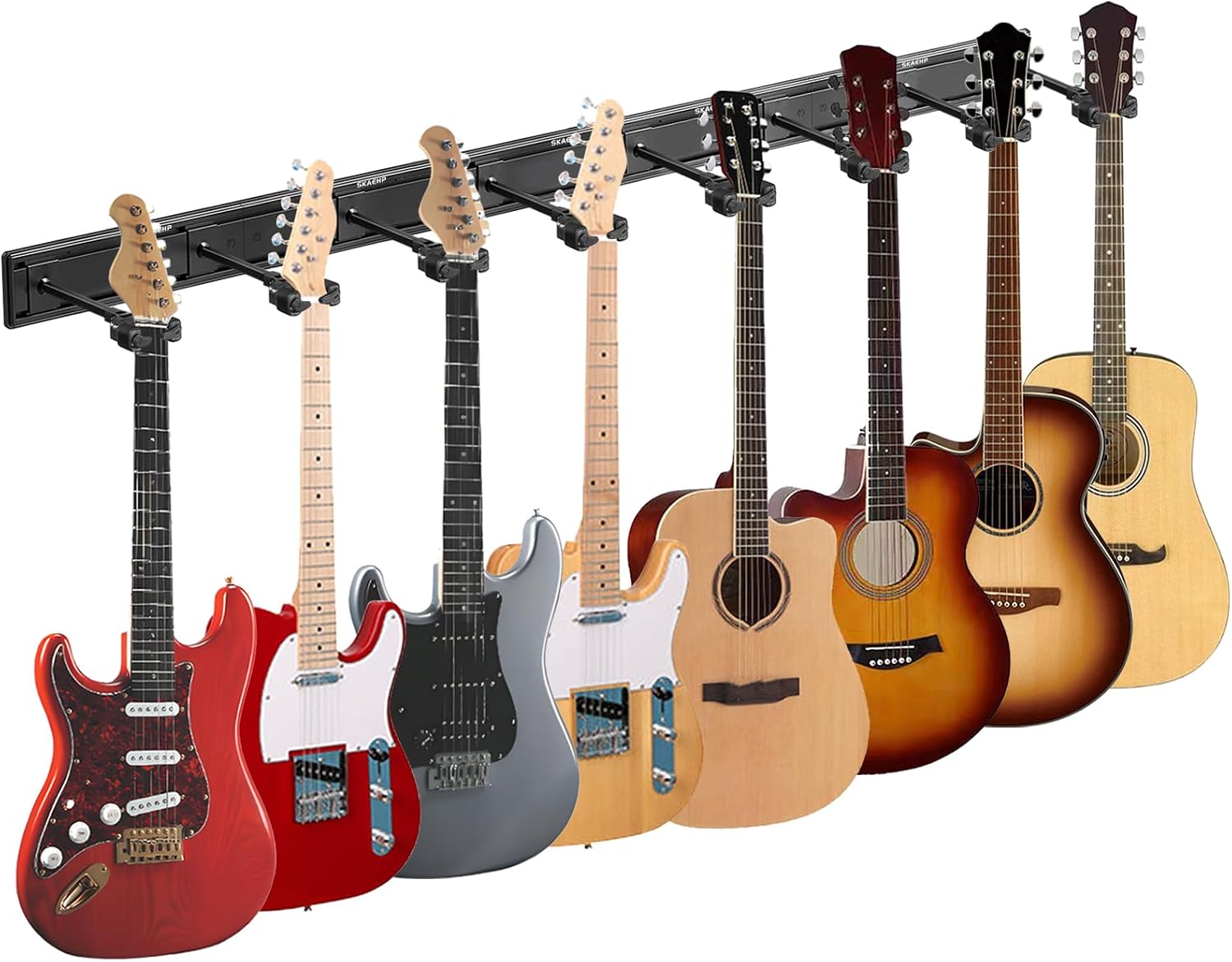 Guitar Wall Mount, Multiple Guitar Hanger with Auto-Locking Holder Wall Mount Rack, Aluminum Slatwall Rail (8 Hangers-80”)