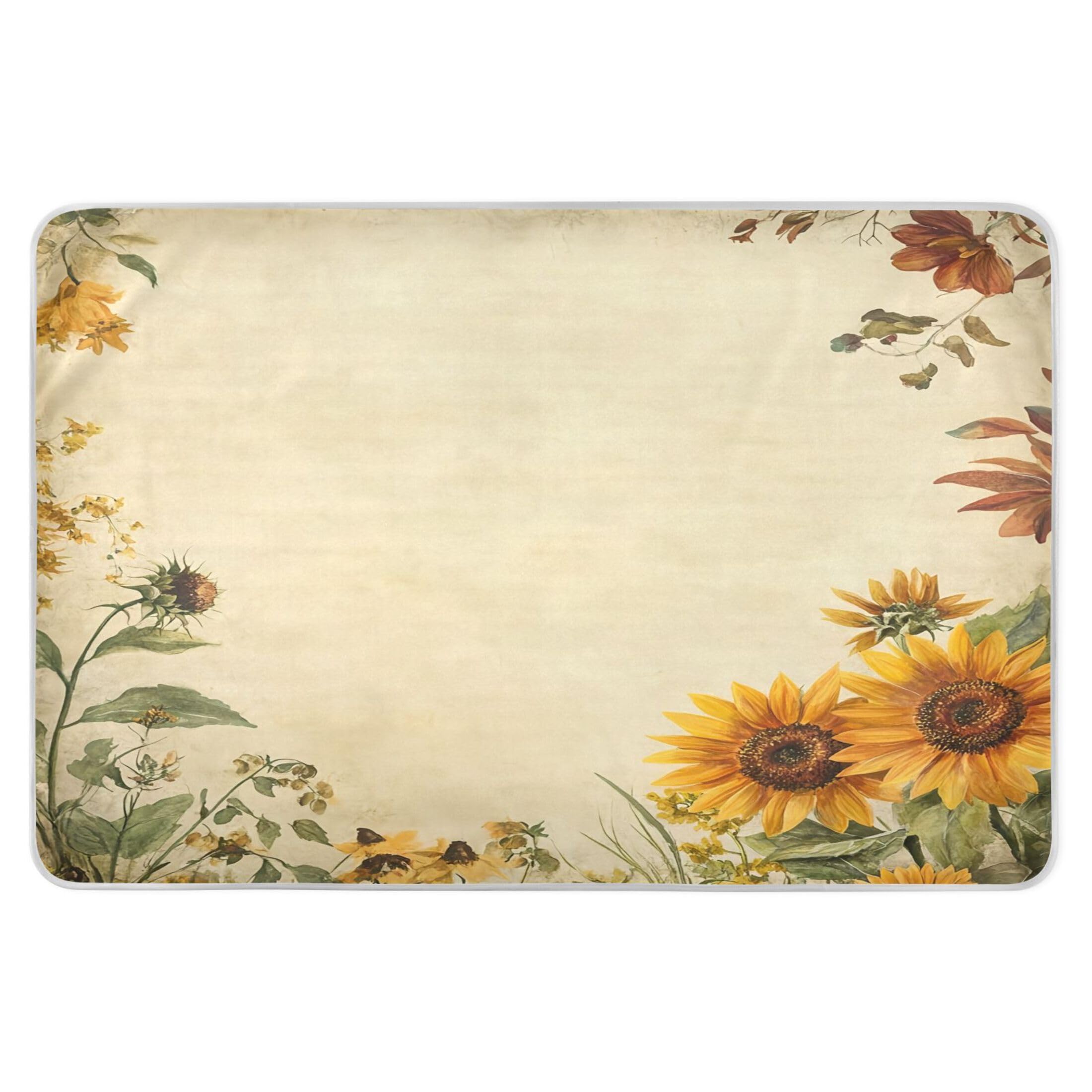 Takiito Vintage Sunflowers Bed Pad Reusable Bed Underpad Washable Waterproof Leak-Proof Quick Dry Incontinence Pee Pad for Toddlers Kids Adults Pets 34x52 in