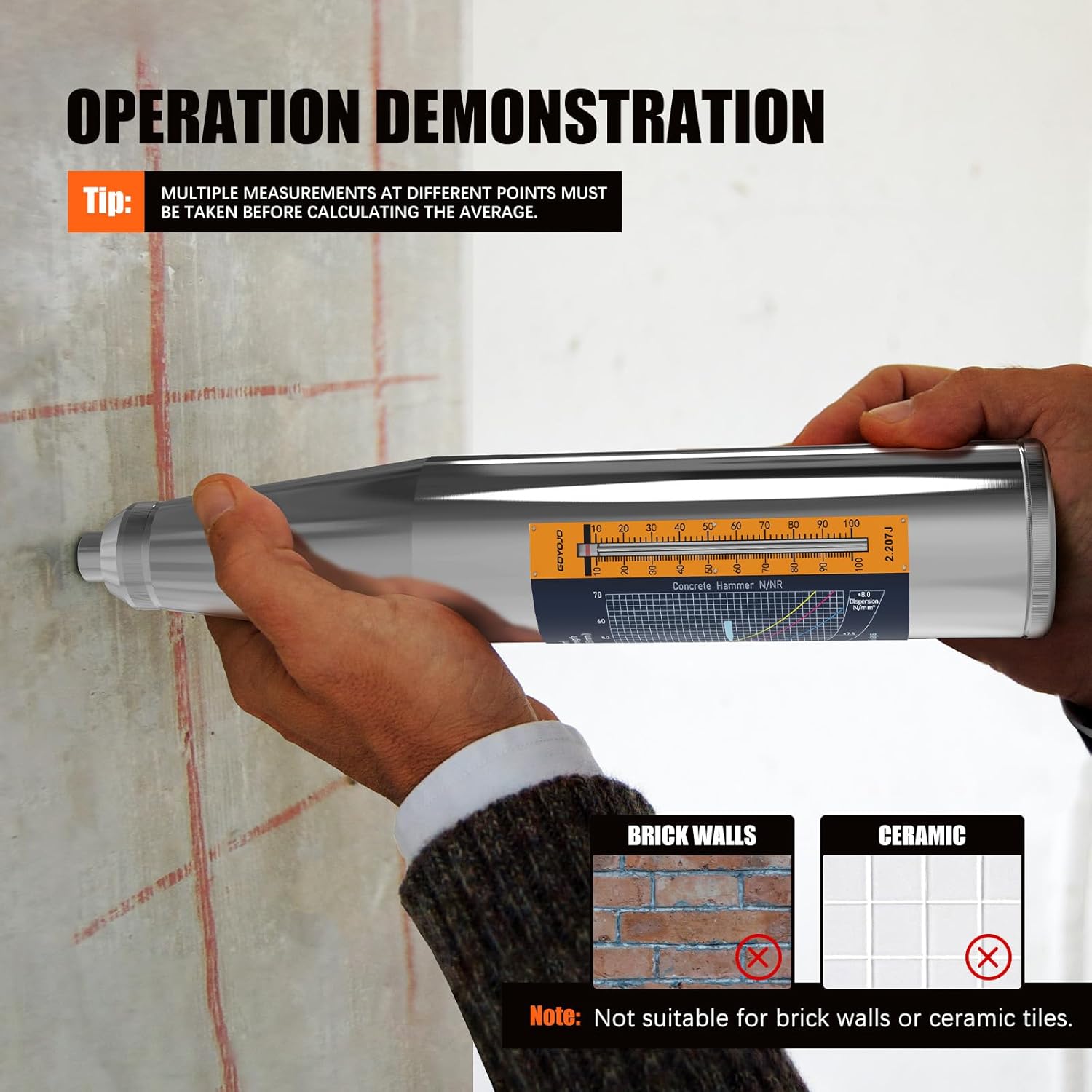 Operation demonstration of GOYOJO Concrete Rebound Hammer