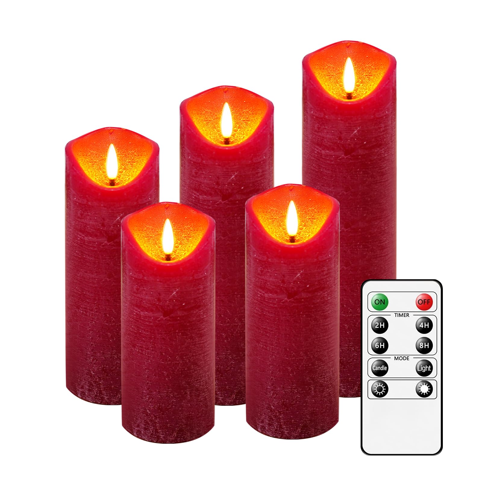 AnnSpa Rot LED Kerzen mit Fernbedienung Batteriebetriebene, 5 Stück Mit Dochtlose Stumpenkerzen Heimdekoration Flammenlose Kerzenhalter, Dekorations LED Stabkerzen mit Timerfunktion Beleuchtung