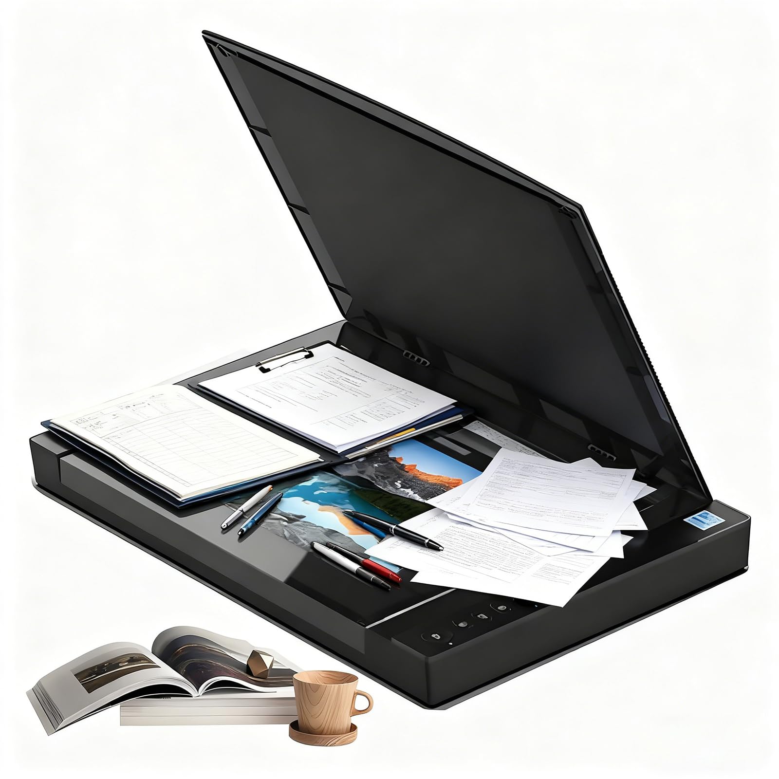 Escáner plano de gran formato, escáner de documentos y libros de fotos, escaneo a PDF/correo electrónico/impresión, 4 segundos por página, 2400 ppp, para la escuela