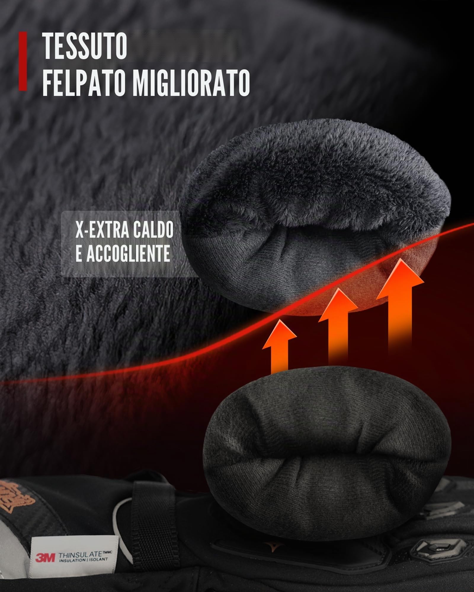 IRON JIA'S Guanti Moto Invernali Uomo Guanti Impermeabili Antivento Level 1 KP Leggeri e Caldi Con Touchscreen a 2 dita per Motociclismo Escursionismo e Altri Sport All'aperto