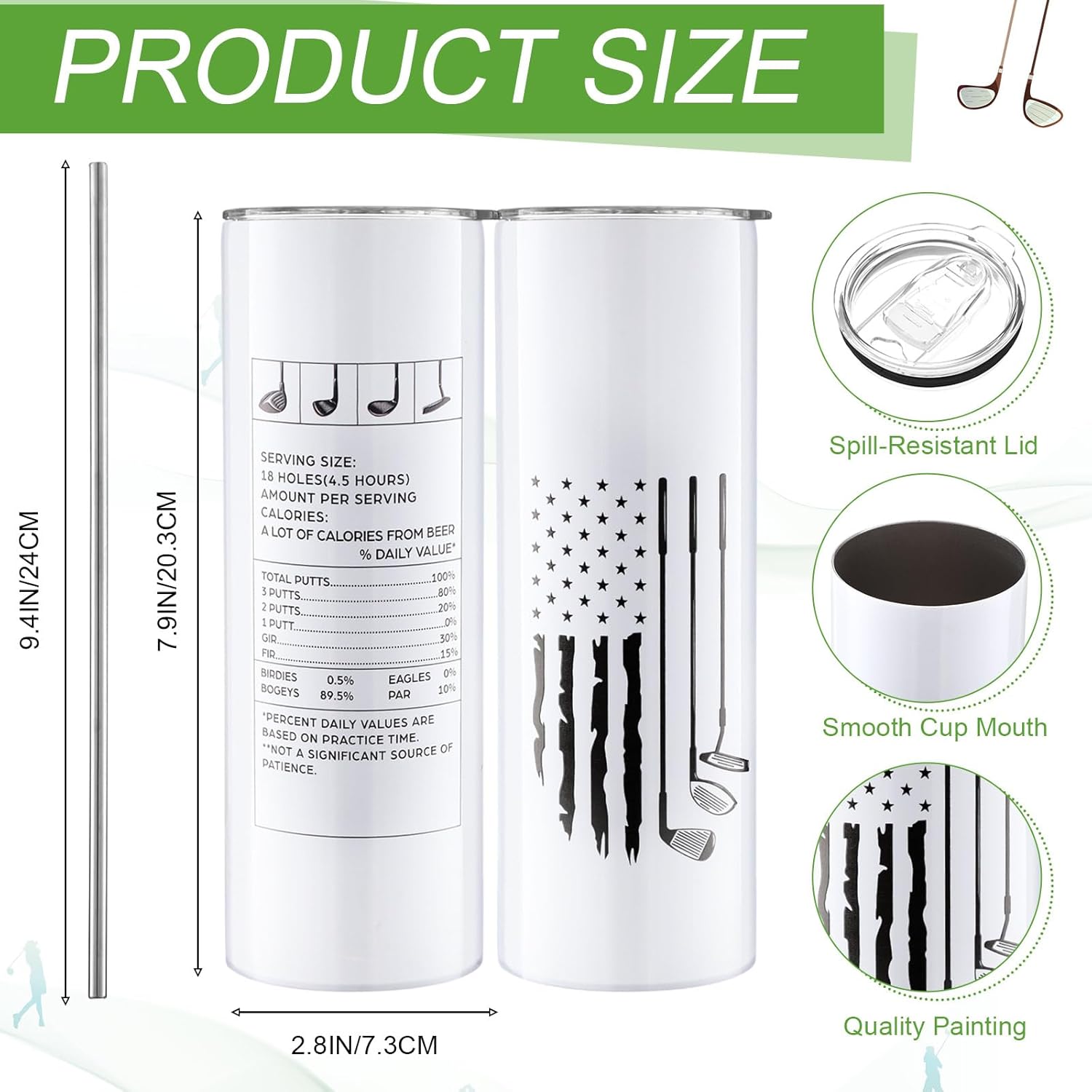 Patelai 4 Pcs Golf Tumbler Golf Gifts for Men 20oz Insulated Tumbler with Lid Straw Funny Coffee Cup Gift for Dad, Husband, Golfer, Groomsmen, Grandpa, Uncle, Boyfriend, Father, Birthday, Valentine - Image 2