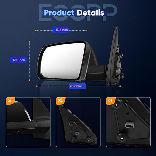Miniatura 5 de ECCPP Espejo eléctrico con calefacción lateral del conductor para Toyota Tundra Sequoia 2007-2017