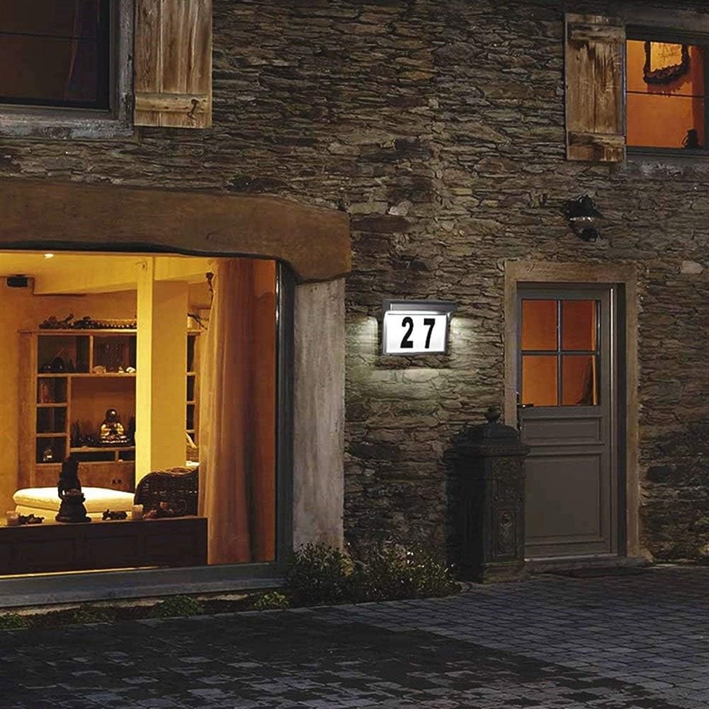Numeri Civici Luce Solare LED Luce del Numero Civico Numero Civico Numero di Casa Targa Dell'indirizzo Lampada Lampada Decorativa Impermeabile per Porta da Giardino Senza Fili, White