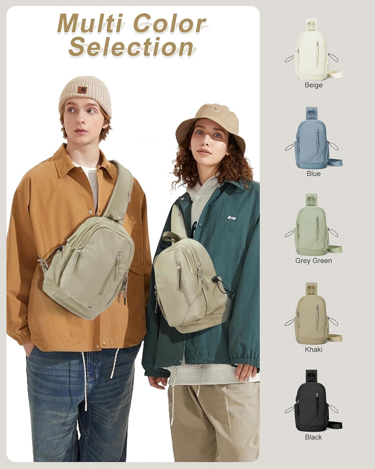 Sling Crossbody Bag for Men Women, Tactical Backpack Shoulder Daypack Mini Anti-Theft Motorcycle Chest Bags, Small One Strap Backpack for Casual Travel Hiking Outdoor Sports Khaki - Image 7