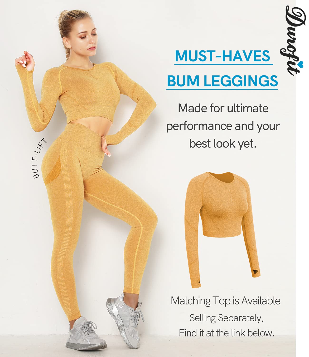 DUROFIT Leggins Donna Push up Leggings Sportivi Vita Alta Anticellulite Pantaloni Palestra per Fitness Yoga Pant