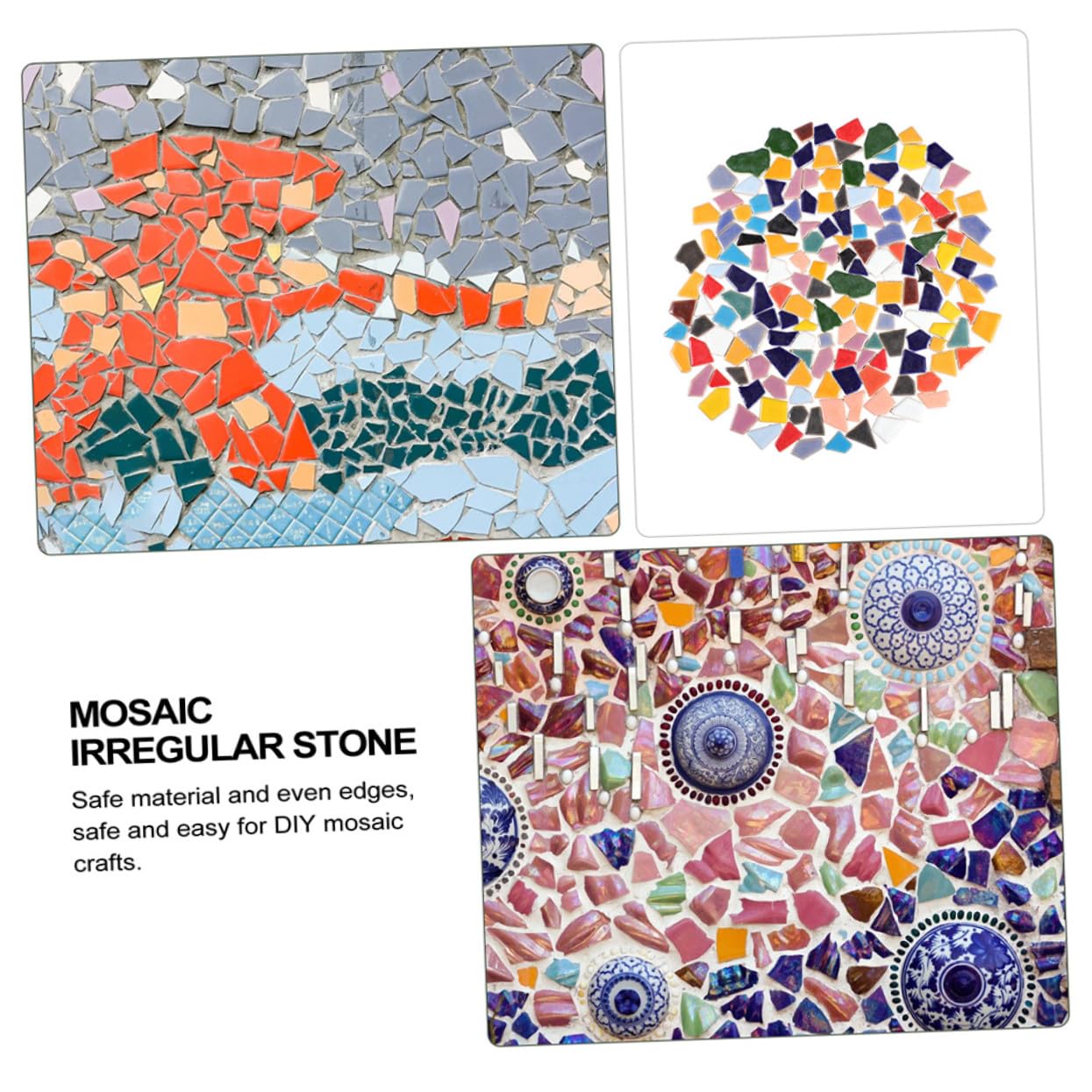 iplusmile 1sacchetto Tessere Mosaico in Pietre Irregolari Pezzi di Mosaico Fai da Te in Ceramica Accessori per Artigianato Artistico Design Dimensioni Irregolari per Facile Applicazione