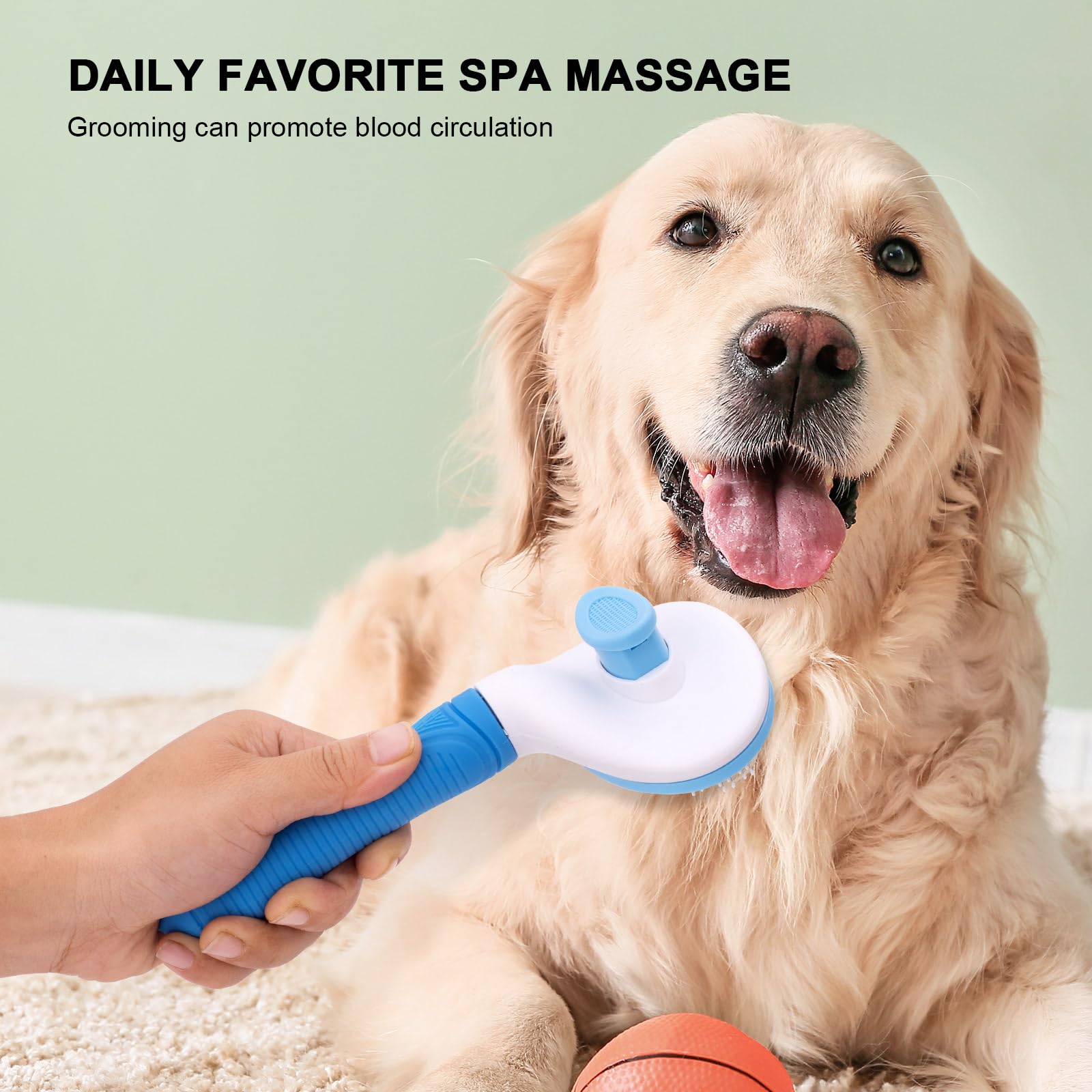 Self Cleaning Slicker Brush for Pet Grooming - Removes Loose Undercoat and Sheds, Suitable for Long and Short Hair Cats and Dogs, with Massaging Bristles - image 2