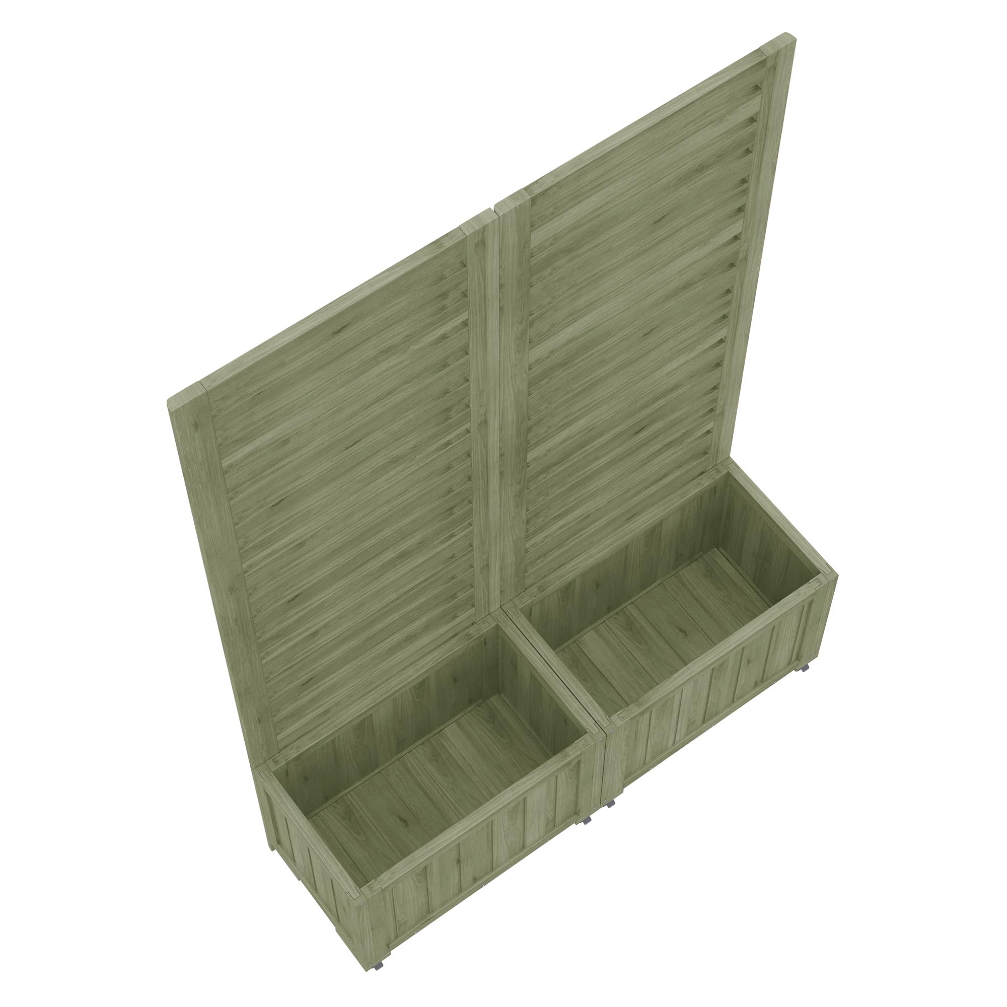 Merax Jardinière avec treillis, 2 grilles de jardin & 2 bacs à plantes, bois de sapin résistant aux intempéries, pliable, avec roues universelles, jardinière d’extérieur pour jardin, terrasse, cour