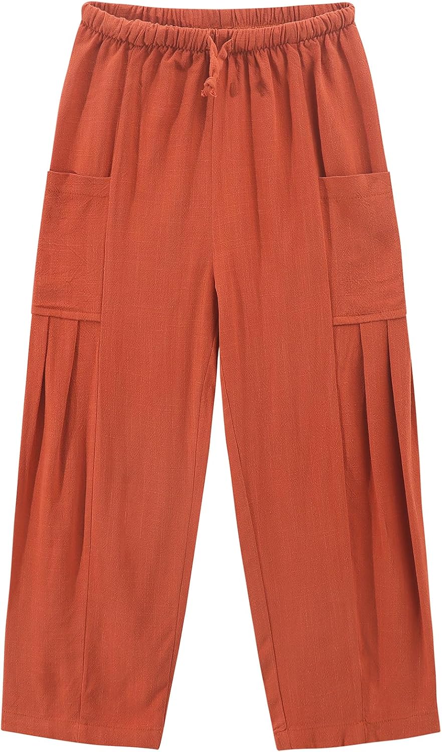 Noomelfish Girls Linen Wide Leg Pants Cute Loose Palazzo Harem Trouser with Pockets (5-12 Years) - Image 2
