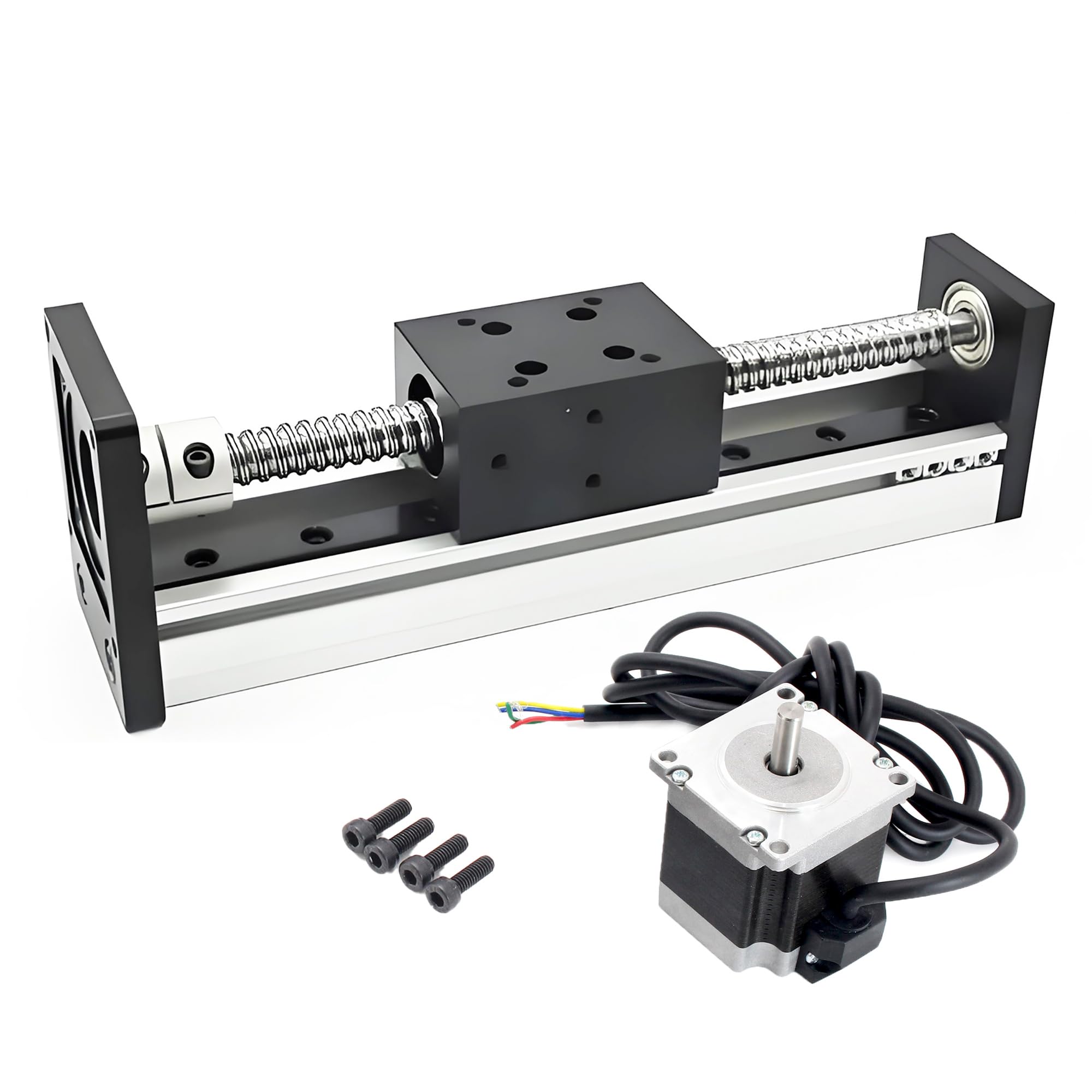 RATTMMOTOR Accionamiento lineal, 100 mm de recorrido, longitud lineal, guía de carril CNC, guía lineal de mesa, guía lineal SFU1605, husillo de bolas con motor paso a paso NEMA23