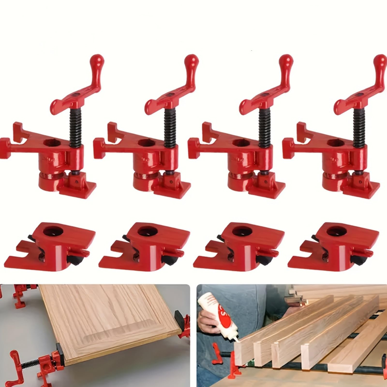SOONHUA 4 Pack 3/4 Inch Pipe Clamps, Heavy Duty Woodworking Clamps for Wood Gluing, Furniture Assembly & Home Improvement, Durable Metal Pipe Clamp Set for DIY Enthusiasts & Carpenters