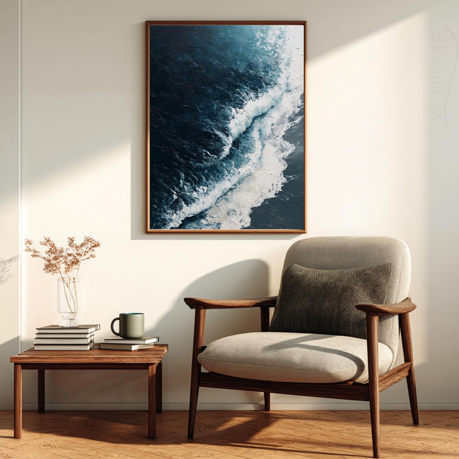 YLHKME Bilder Auf Leinwand, Abstrakte Schwarz Weiße Wellen Leinwandbilder Kunstdruck Wandbilder Für Wohnzimmer Schlafzimmer Wohnkultur Deko (80X120CM,Ohne Rahmen)