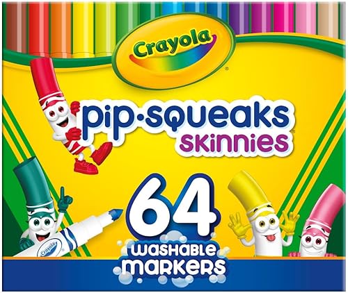Crayola Pip-Squeaks Skinnies - Marcadores lavables 64 unidades ideales para el hogar o la escuela herramientas de arte perfectas Crayola Pip-Squeaks Skinnies - Marcadores lavables 64 unidades ideales para el hogar o la escuela herramientas de arte perfectas