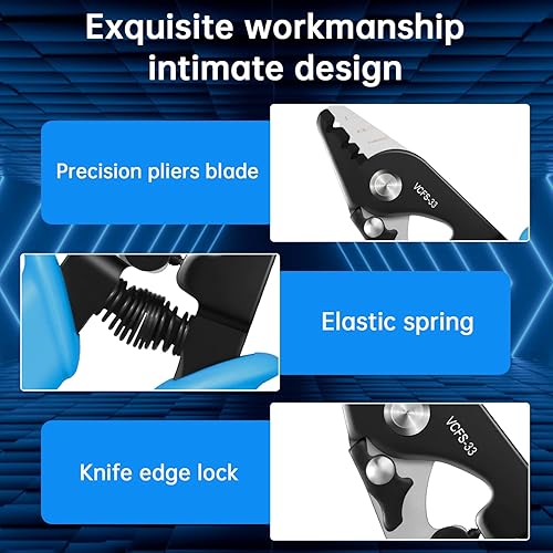 Miniatura 5 de Duogalia Pelacables de fibra óptica VCFS-33, herramienta de pelado de fibra óptica de 3 orificios de puerto con mango de 6 pulgadas, llave hexagonal