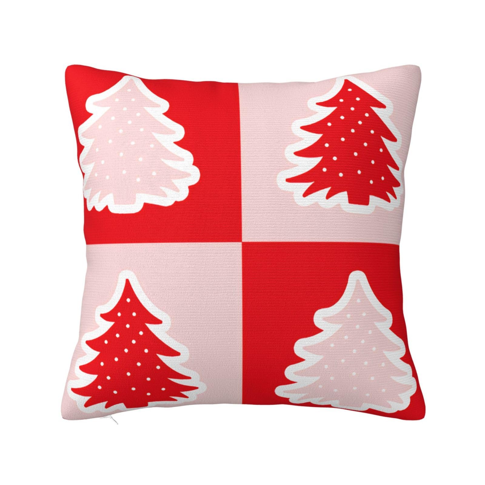 Red Retro Christmas Tree Red Tartan Plaid Pillowcase 22"x22"