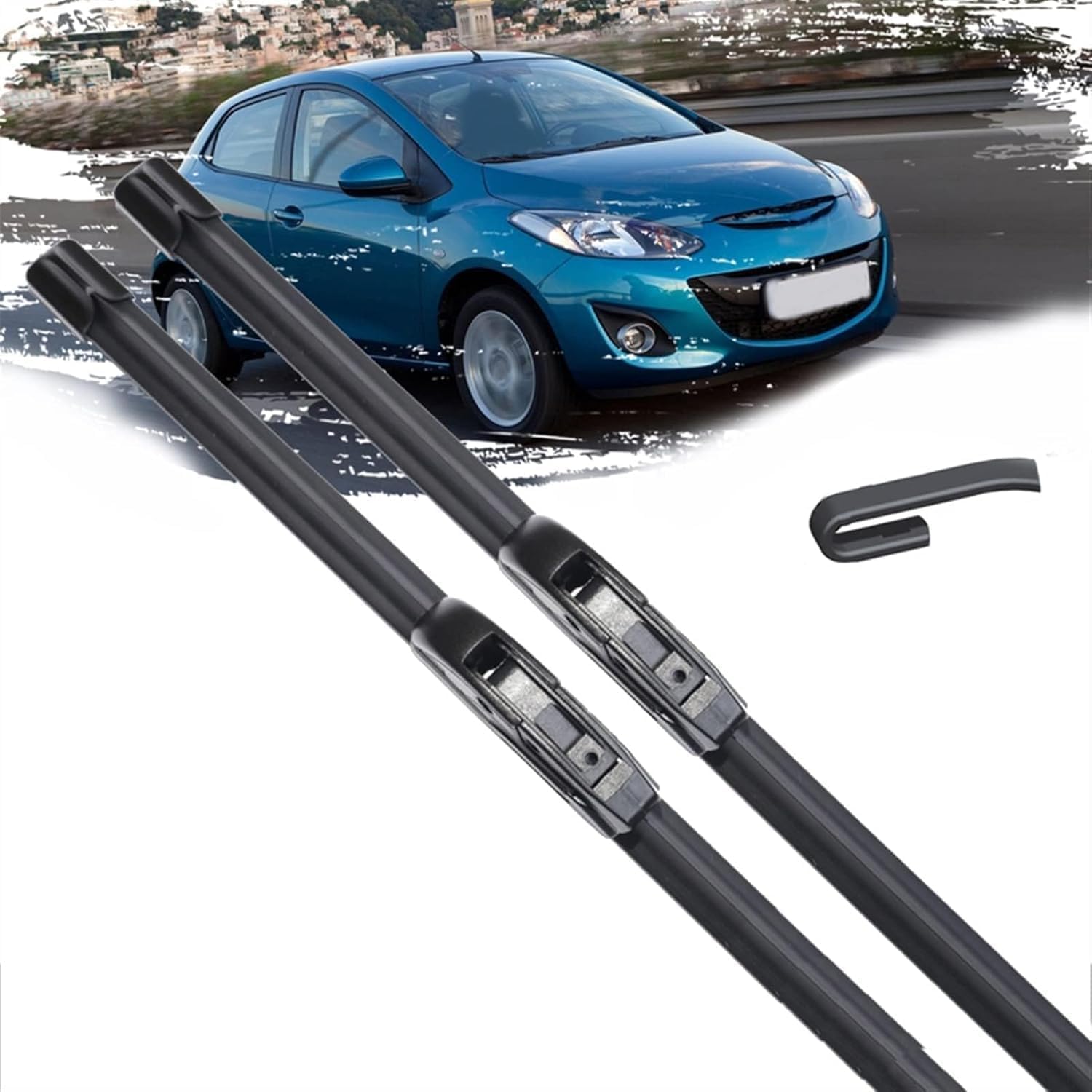 DZTYNKO Car Windscreen Wiper Blades Set for Mazda 2 Mazda2 Demio DE 2007-2014 24in+14in, Front Window Wipers for Clear Visibility, Replacement Wiper Blades