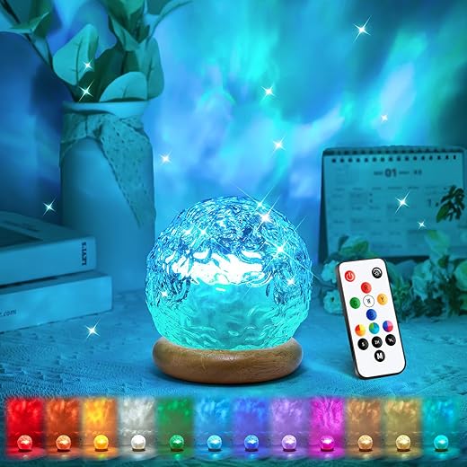 Mood Lighting Crystal Lamp,18-Color Changing Lamp Ocean Light Projector for Bedroom,Dimmable Night Light Projector Ambient Lighting,Remote Sensory Lights Warm Lighting Ocean Room Decor for Teen Gifts