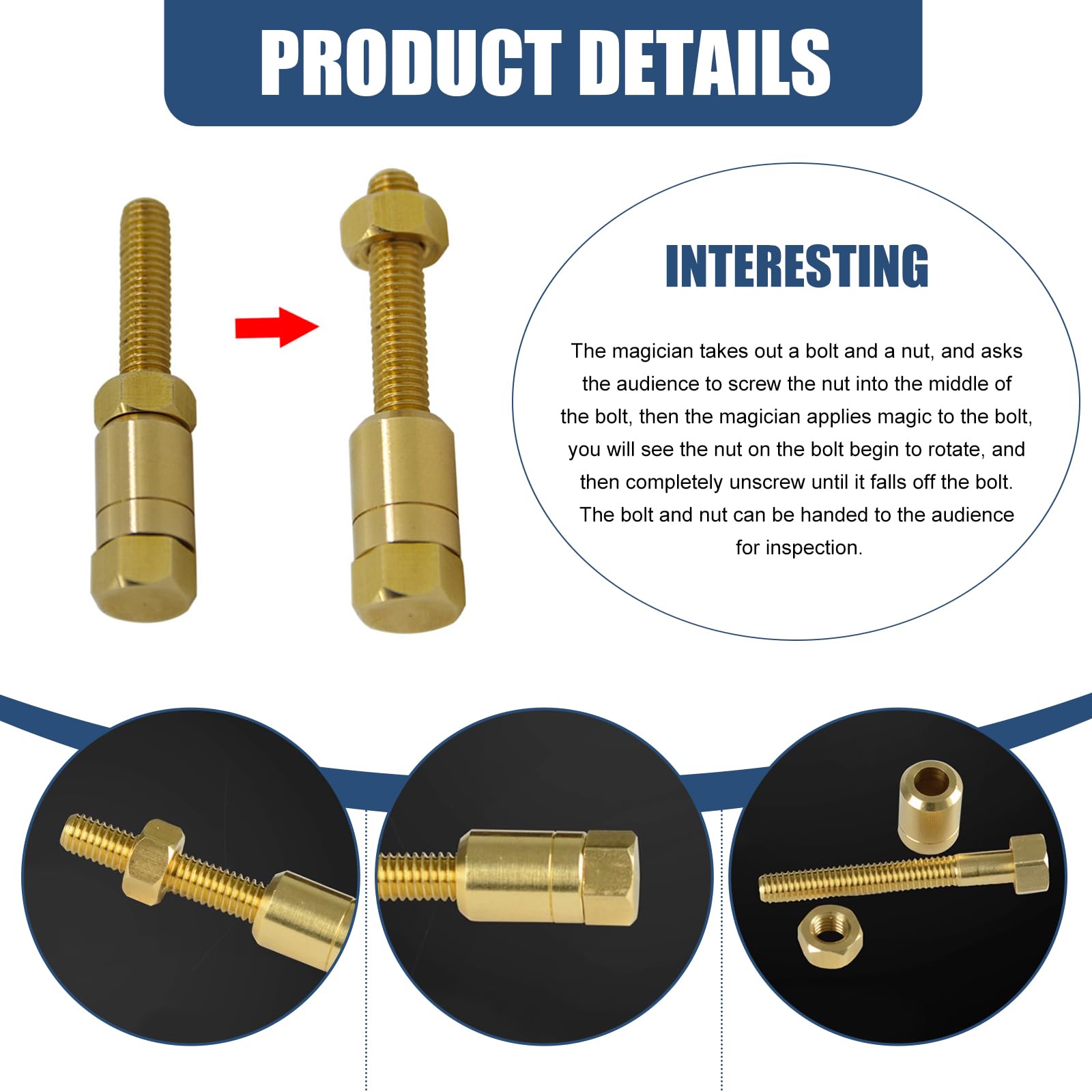 Magician's Micro Psychic Nut Off Bolt Screw Gimmick Close Up Mentalism Rotating Screw Moving Close Up Ultimate Magic Trick - Image 3