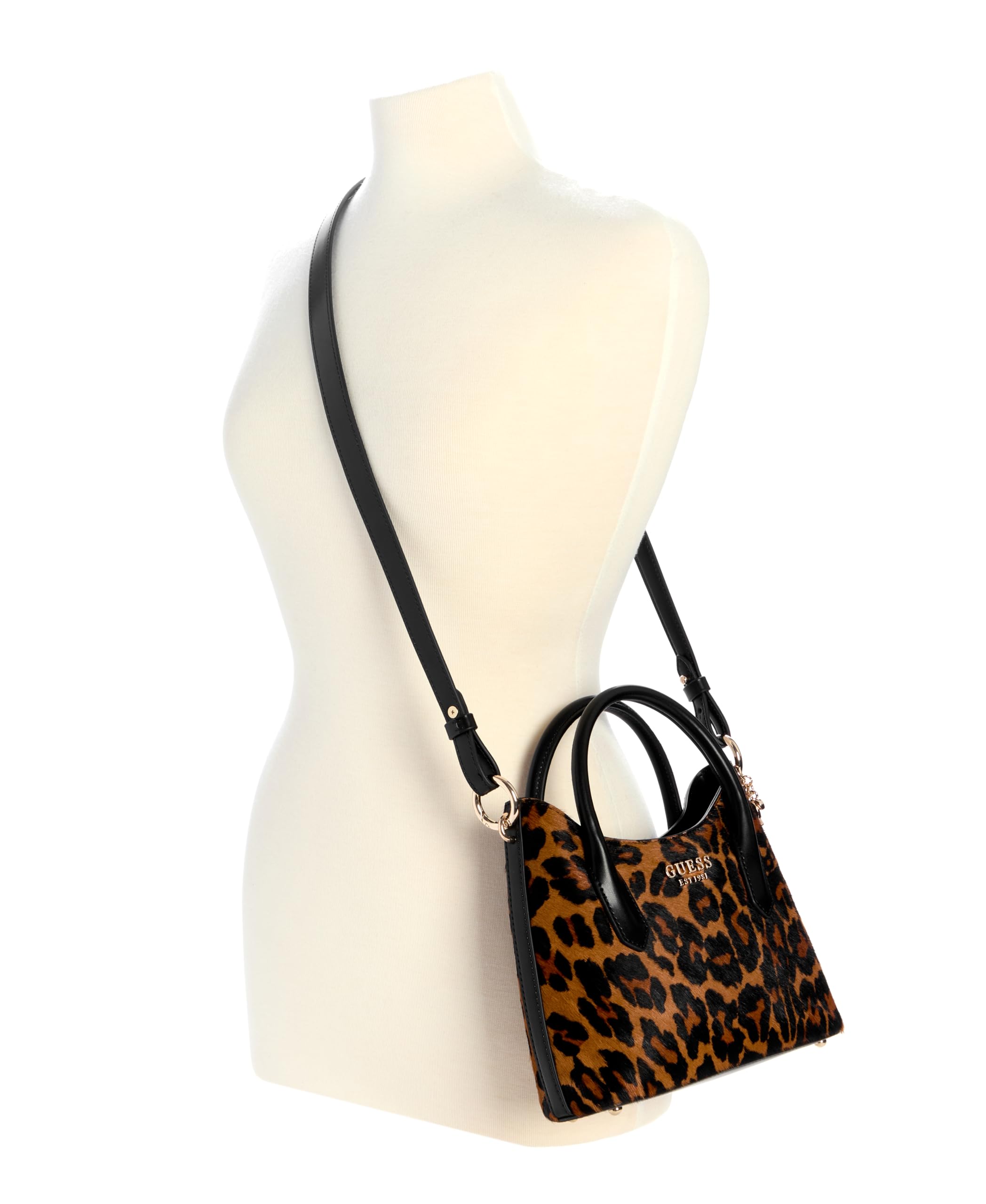 GUESS borsetta borsa a tracolla Domitilla Mini Satchel Bag Leopard marrone