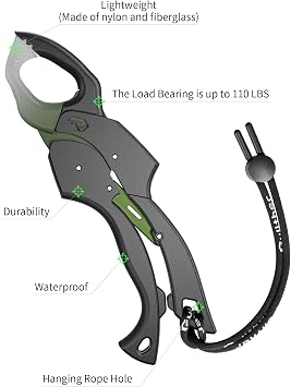 Fish Gripper 9.2,Fish Grabber Tool with Lanyard,Fish Holder for Saltwater
