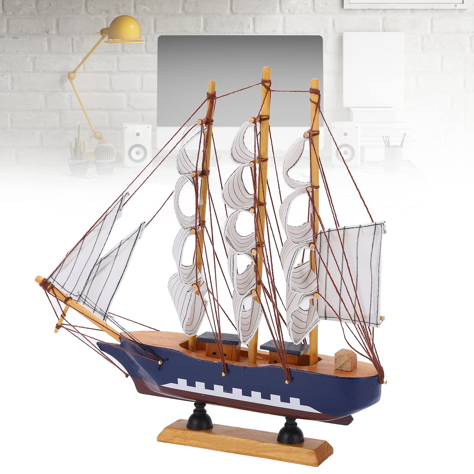 Hztyyier Modelo de Barco Barco de Madera de Estilo Mediterráneo, Modelos de Barco de Madera Decoración de Velero Mini Modelo de Barco Mayflower Coleccionable