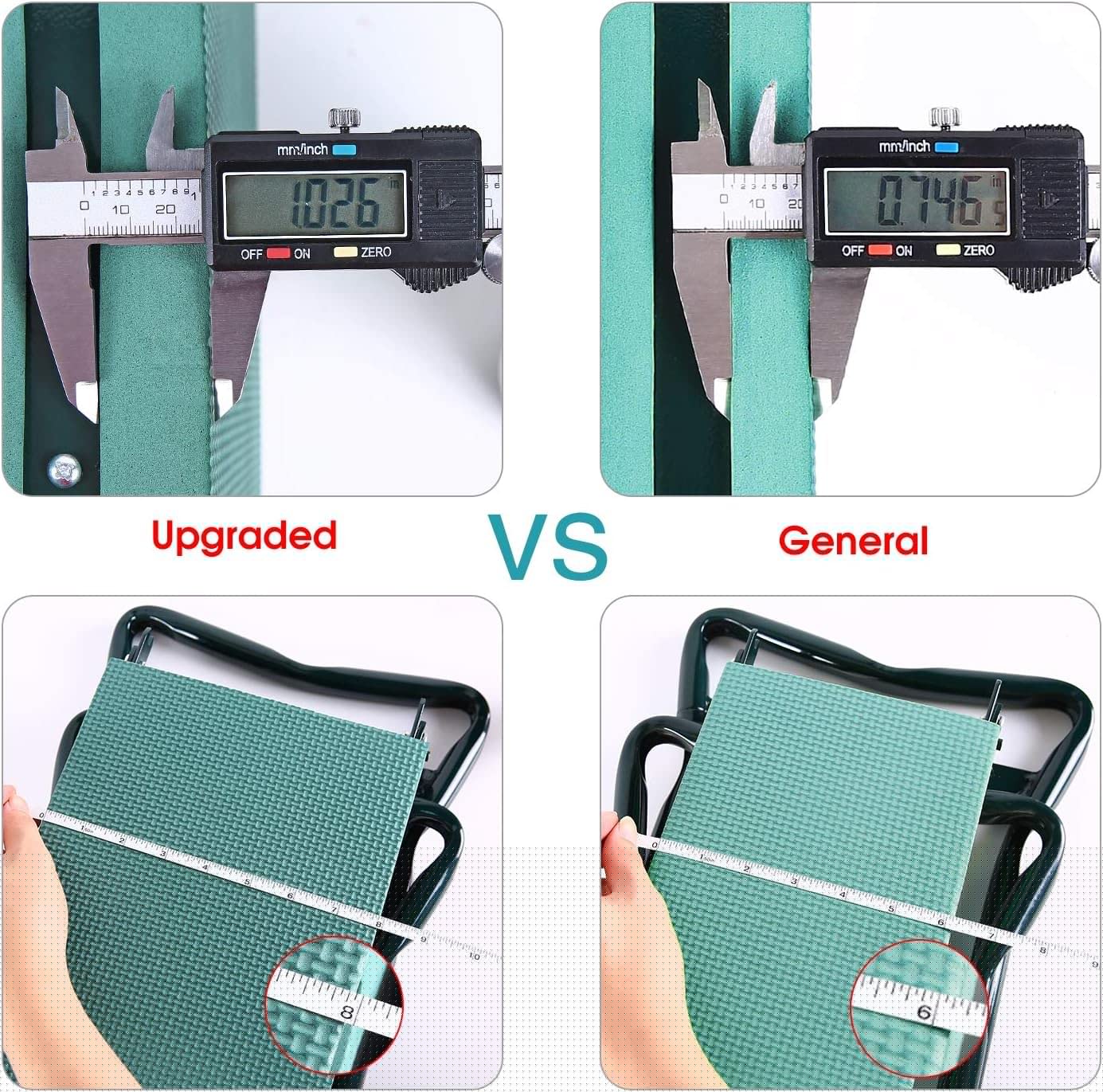 Ohuhu Garden Kneeler and Seat Heavy Duty, Upgraded Gardening Stool with Thicker and Wider EVA Foam Kneeling Pad Foldable Garden Bench with 2 Large Tools Pouches, Ideal Gardening Gifts for Women Men