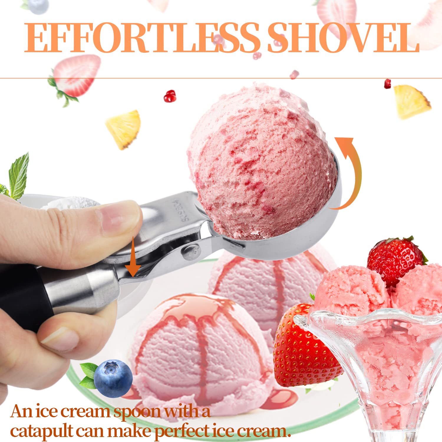 Cucchiaio Porzionatore Per Gelato In Acciaio Inox - Con Espulsore Per Palline Perfette