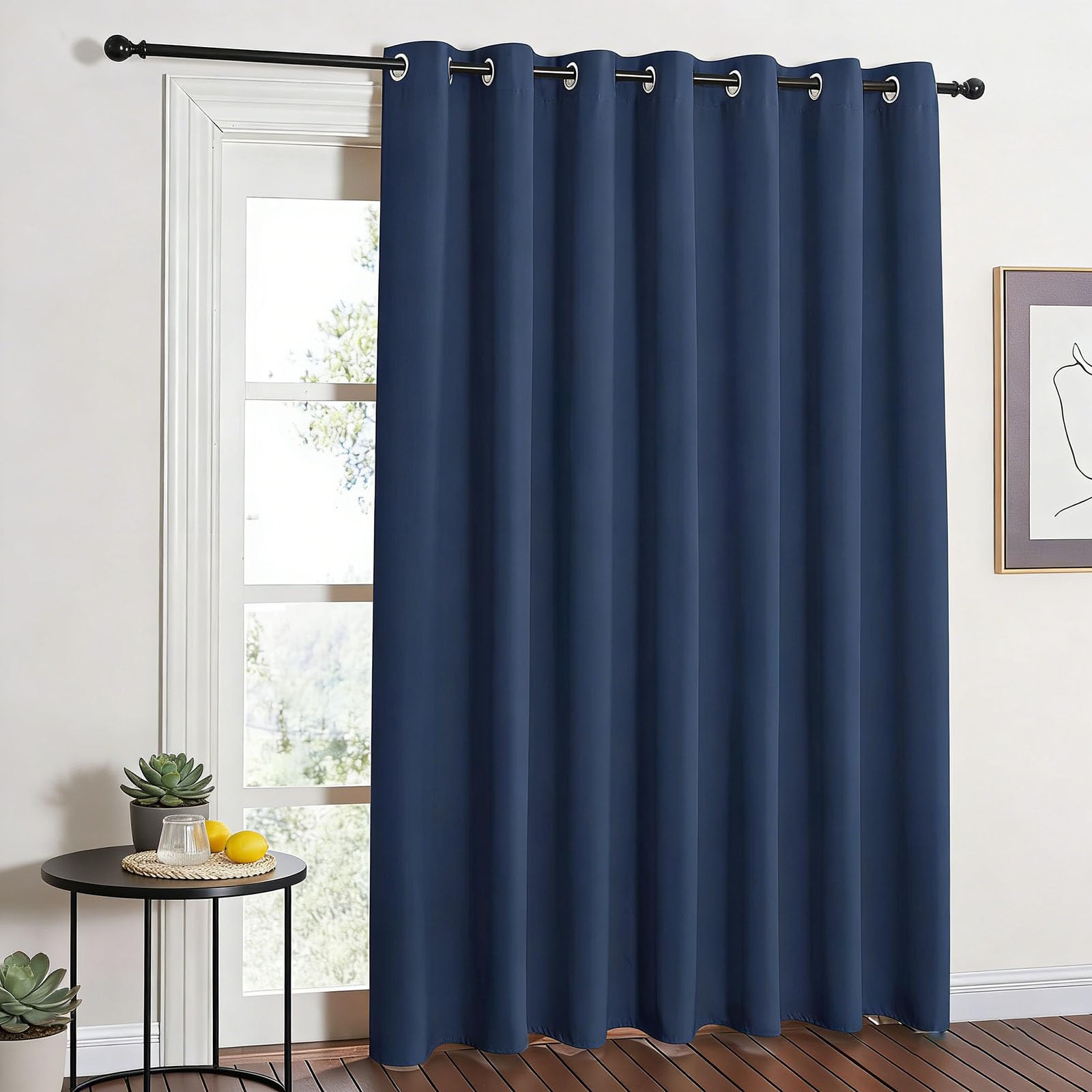 LIHUANE Drop Curtains 120 x 160 cm Warm, Windproof, and Soundproof. Eyelet Thermal Curtain 1 Panel for Bathrooms, Toilets, and Outdoor Use, Navy Blue