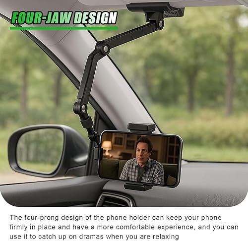 Miniatura 5 de Soporte giratorio de 360 para teléfono con visera solar para automóvil, soporte retráctil portátil para teléfono celular, visera universal para