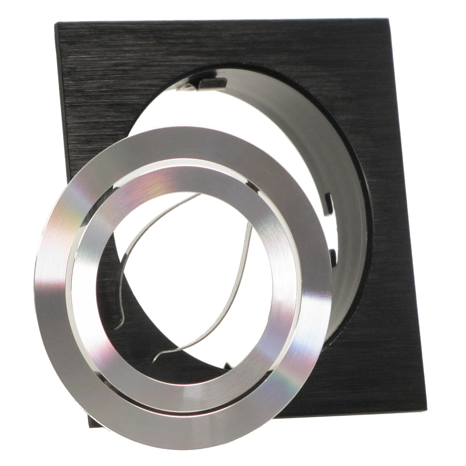 trendlights24 Noble Decken Einbauleuchte 5x Schwarz eckig 230V Hochvolt GU10 schwenkbar - ohne Leuchtmittel - Aluminium Einbaustrahler Einbauspot