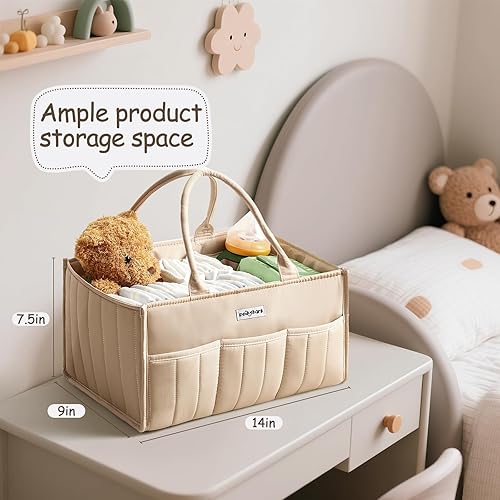 Miniatura 2 de Organizador de pañales para bebé, elegante cesta para artículos esenciales para recién nacidos, contenedor de almacenamiento de guardería y