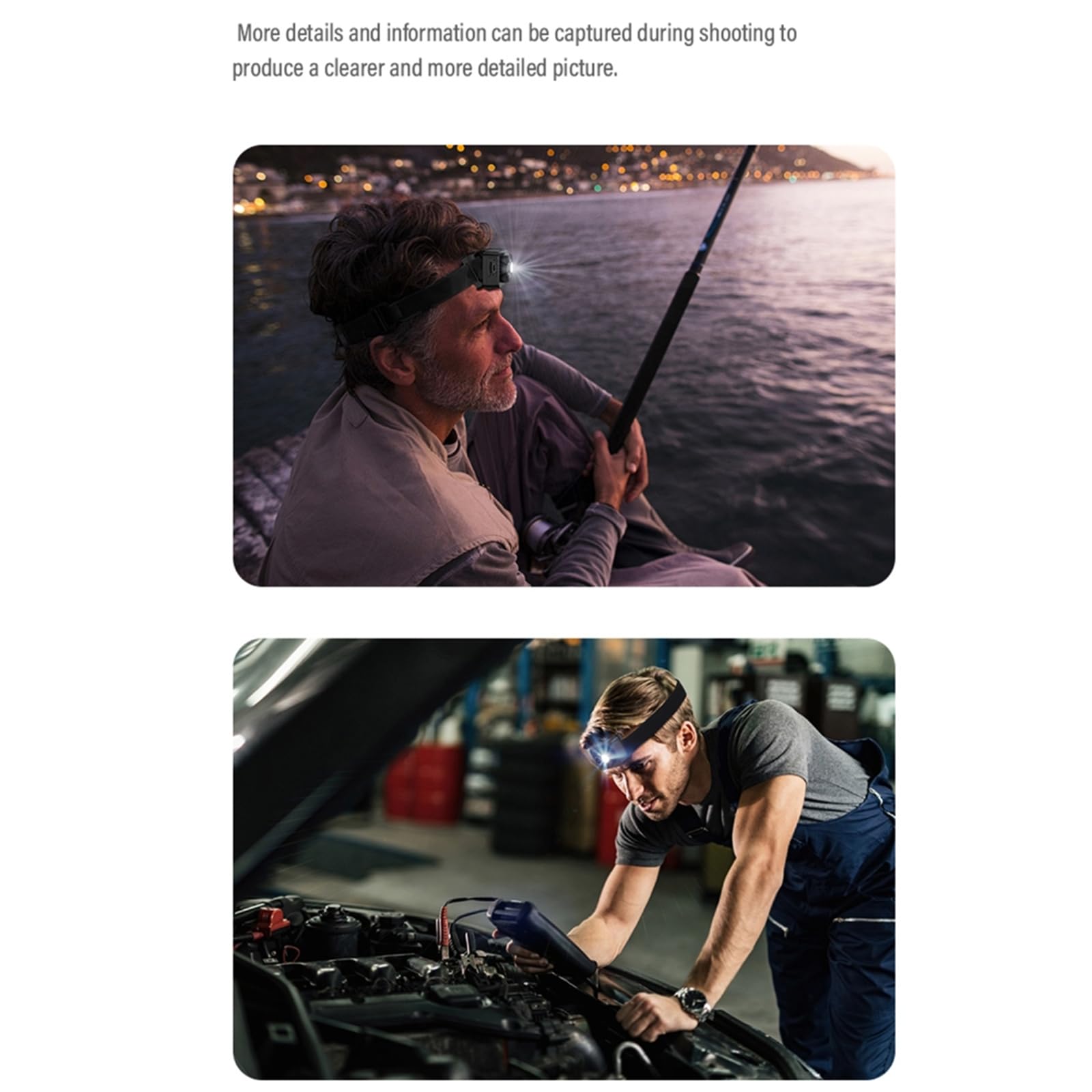 macchina fotografica del faro del registratore di sport 1080P con la luce del LED ed i fari larghi di 120° LED degli angoli per la testa all'aperto di esplorazione montata