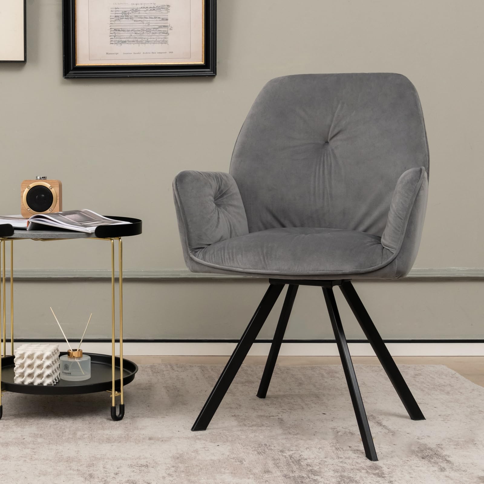 Amazon.com: Giantex Upholstered Swivel Velvet Accent Chair Set of