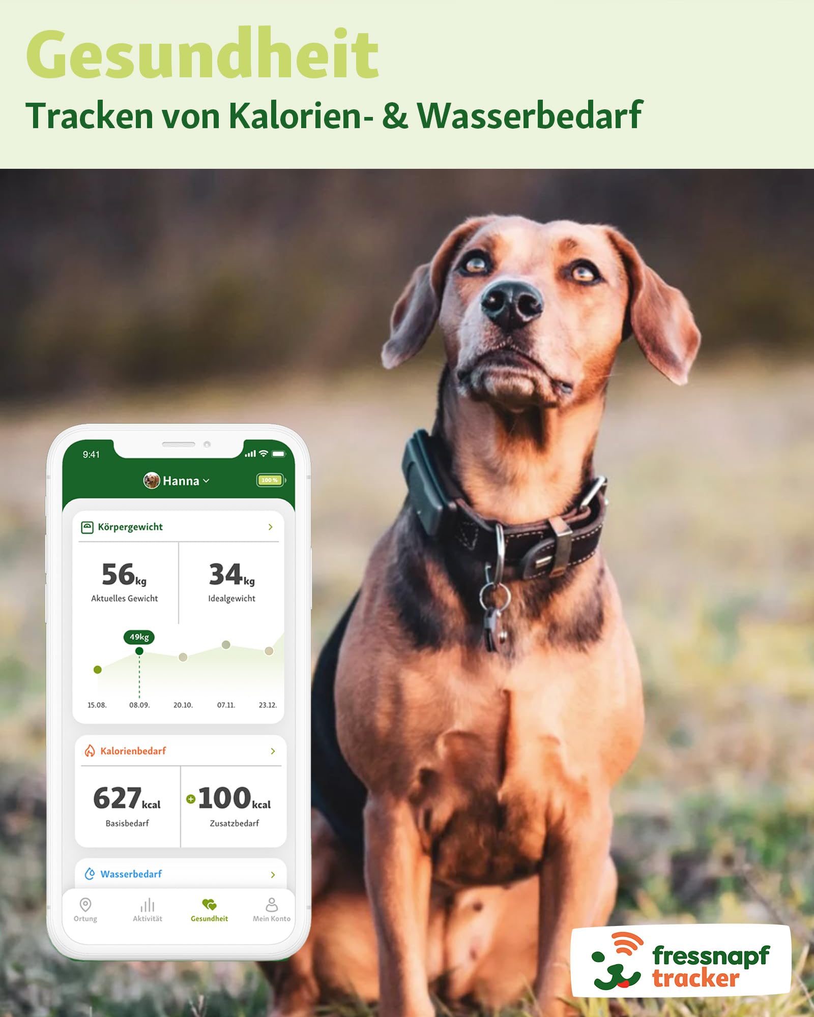 Fressnapf GPS Tracker Für Hunde - 2. Generation - Ohne ABO - Ortung Ohne Entfernungsbegrenzung - Aktivitätstracking - Gesundheitsfunktion - Hundefreundliches Design (ohne Personalisierung)