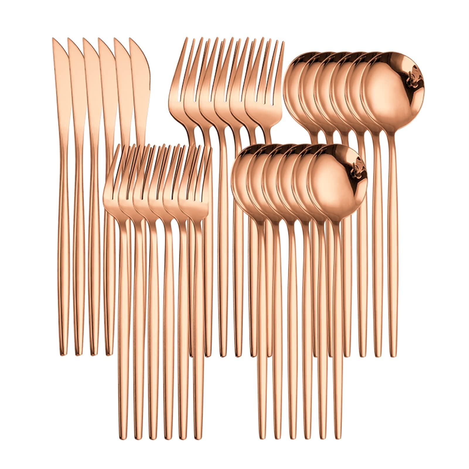 Ménagère rose gold 30 pcs : ensemble de couverts en acier inoxydable pour table complète