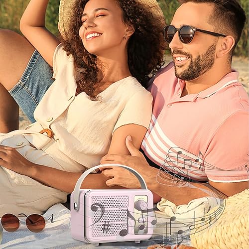 Miniatura 7 de Altavoz Bluetooth retro, JS-6949, morado, altavoz inalámbrico de estilo vintage con Bluetooth 5.0, salida de 5 W, tiempo de reproducción de 6 horas,